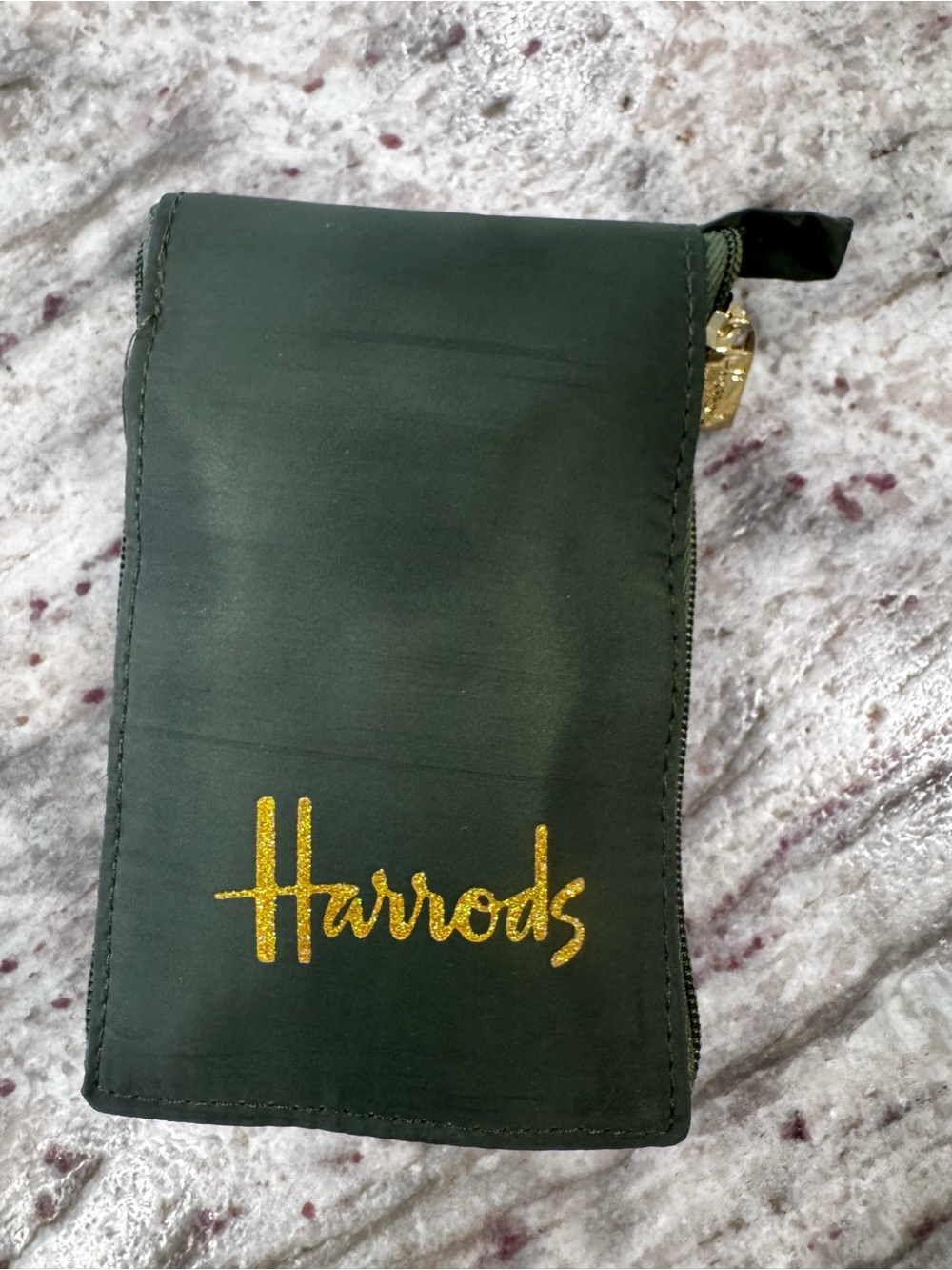 Harrods Foldable Reusable Tote Bag Olive Green Packable Shopper London travel